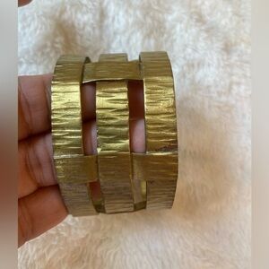 Rustic Cuff Textured Antiqued Gold Tone Cuff Bracelet